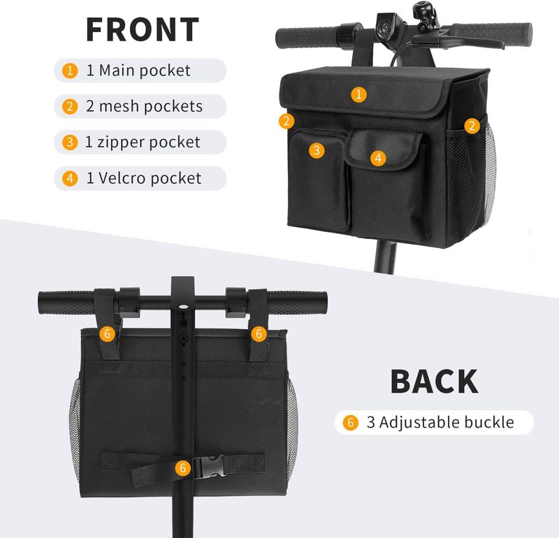 Jenlan Mobility Scooter Bag for Wheelchairs & Rollators - 13x5.9x10.2inch Storage Organizer Pouch with Laptop Pocket, Cup Holders | Waterproof Scooter Basket for Essentials, Phones, Accessories - Image 4